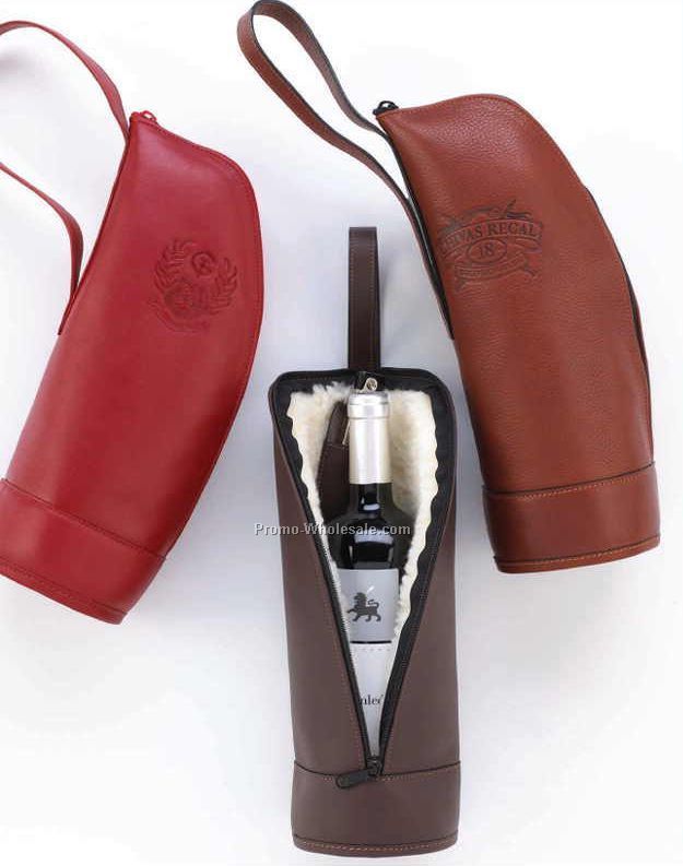 13-1/4x3-1/2" Business Leather Insulated Wine Carrier