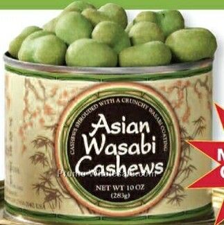 16 Oz. Asian Wasabi Cashews Tin W/ Custom Label