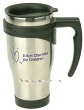 16 Oz Double Wall Stainless Mug W/ Spill Proof Lid - Laser Engraved