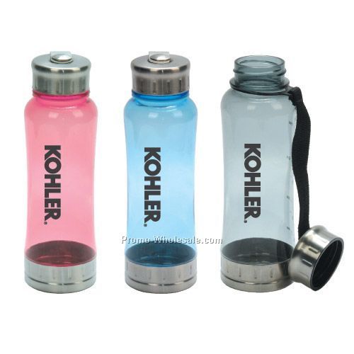 18 Oz. Polycarbonate Bottle With Stainless Steel Lid & Base