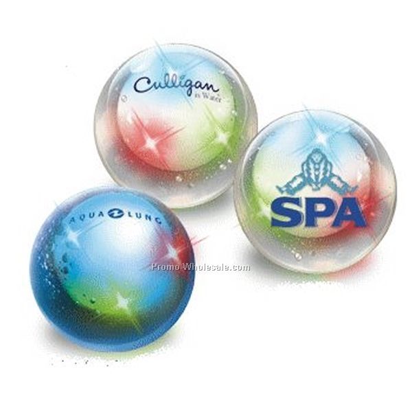 2" Liquid Light Up Ball W/ Outside Imprint (Clear/ Rgb Light)