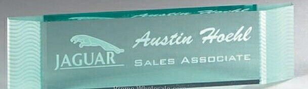 2-3/8"x9-1/2"x1" Jade Frosted Wave Acrylic Name Plate/ Desk Bar