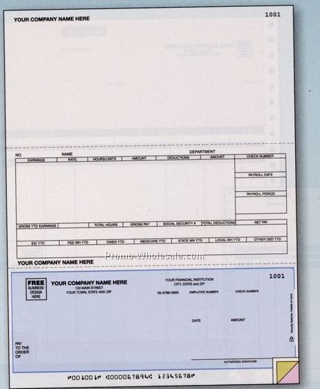 2 Part Single Sheet Payroll Check (Daceasy Compatible)