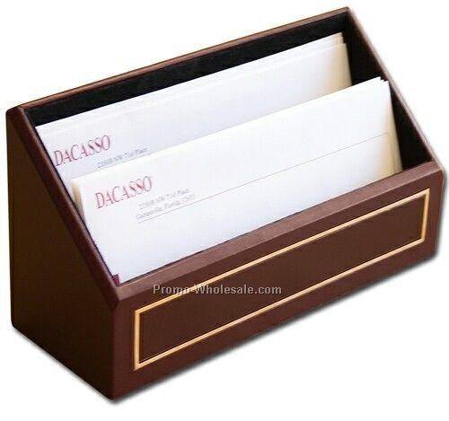 24kt Gold Plated Leather Letter Holder - Burgundy