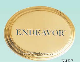 3-1/4"x1-1/2"x5/8" Brass Tri-level Oval Paper Weight (Engraved)