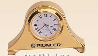 3-1/8"x2"x1/2" Gold Plated Miniature Desk Clock (Screened)