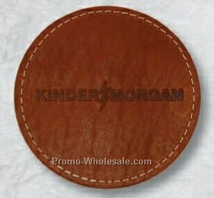 3-3/4" Round Honey Bridle Coaster