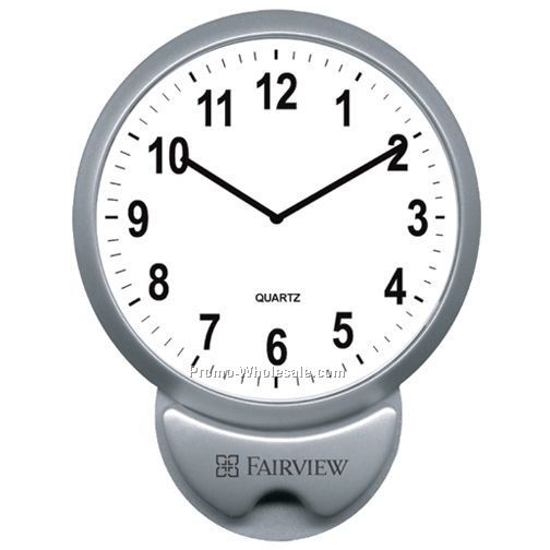 3-in-1 Magnetic Clock W/ Memo Holder (Silver)