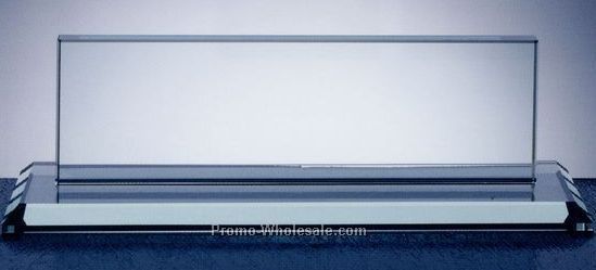 3"x10" Jade Glass Name Plate W/ Aluminum Base