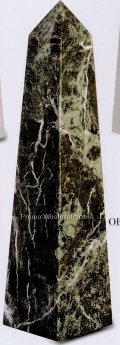 3"x12"x3" Obelisk Pinnacle Award - Medium-large Jade Leaf Green