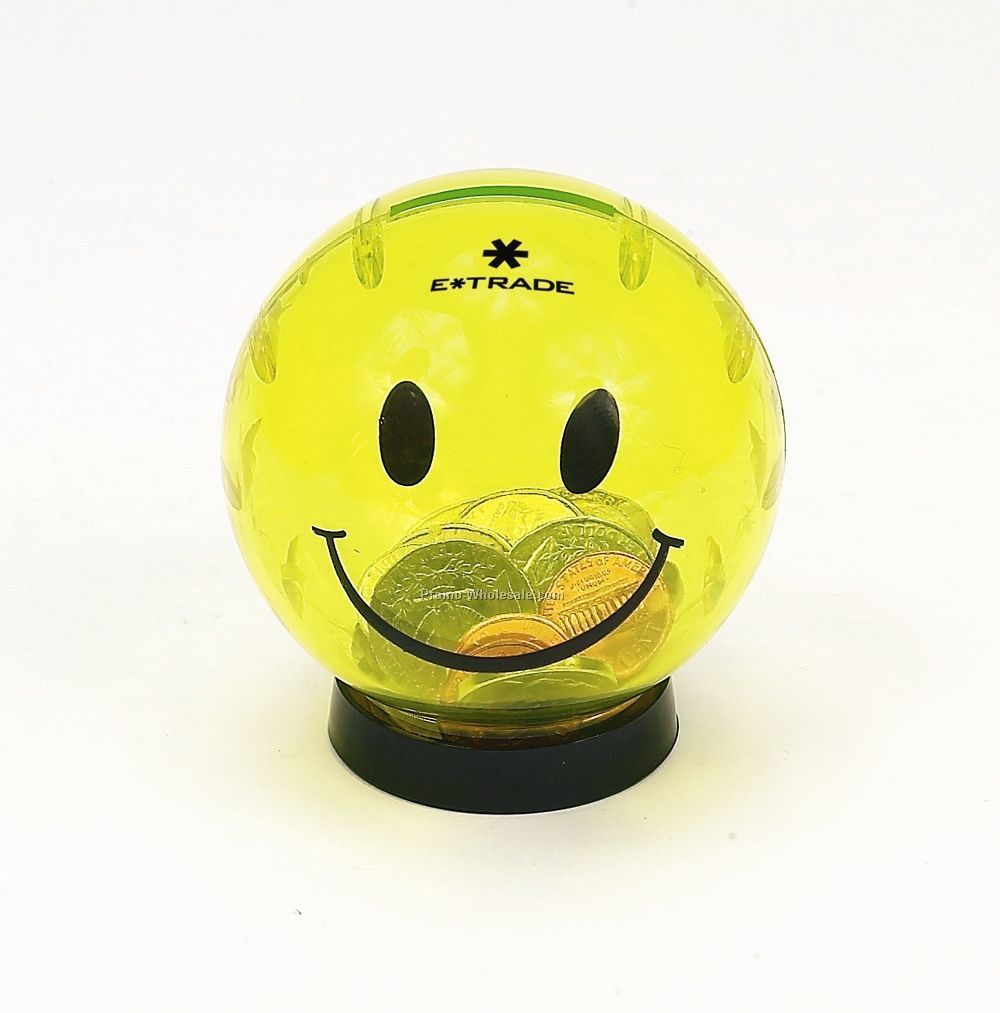 3"x3" Smiley Face Plastic Bank