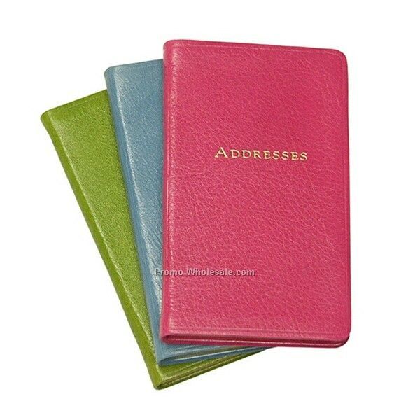 3"x5" Pocket Address Book W/ Premium Brights Leather Cover