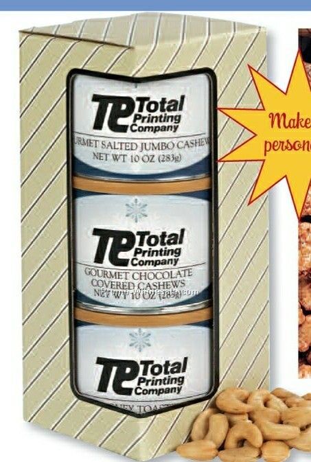 30 Oz. Roasted & Toasted Triplet Nut Assortment W/ 3 Custom Labels