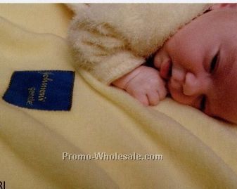 30"x40" Wov-in Line Baby Blanket With 2-1/2" Square Label - Elite Material