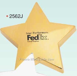 4-1/4"x4-1/4"x1" Jumbo Gold Plated Zinc Star Paperweight (Engraved)