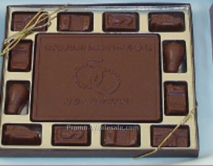 4 Oz. Custom Piece W/ 12 Chocolate Icons In Gift Box