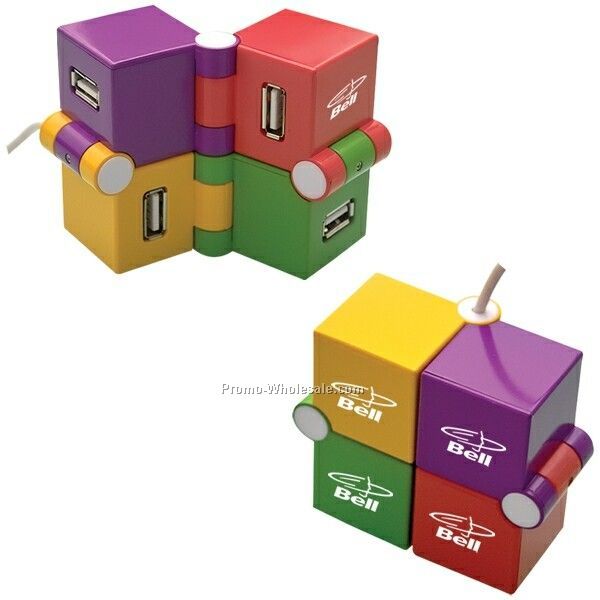 4 Port Cube USB Hub (Imprinted)