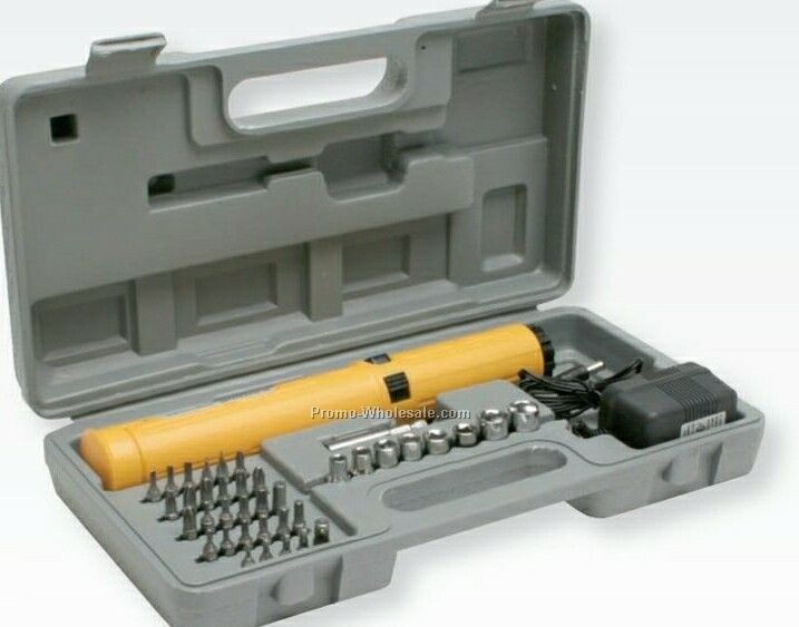 41 Piece Cordless Rechargeable Screwdriver & Socket Set (Pad Printed)
