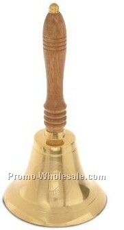 5-1/2"x11-1/2" Brass School Bell I W/ Oak Handle