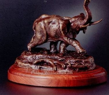 5-1/2"x7-1/4" Bronze African Elephant Sculpture