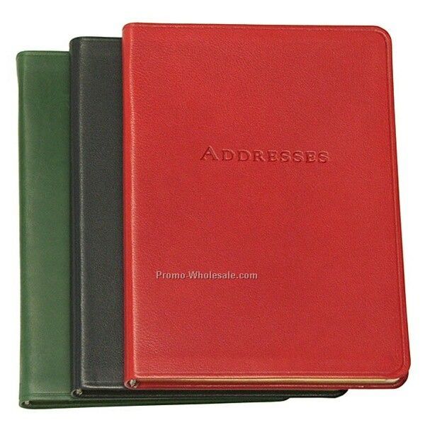 5-3/8"x7-3/8" Address Book W/ Genuine Leather Cover