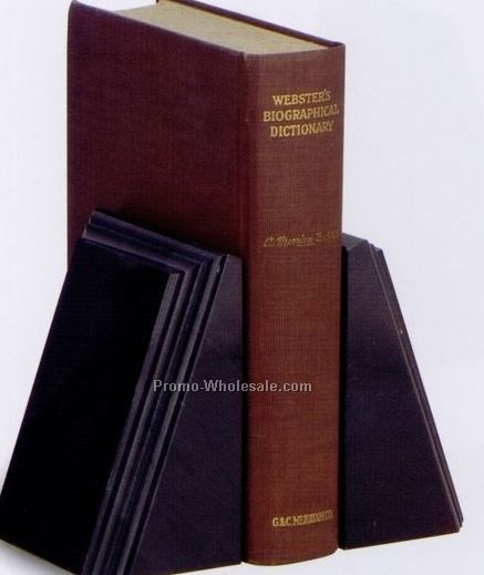 5"x6"x3/12" Each Taper Bookend W/ Fancy Bevel - Jet Black