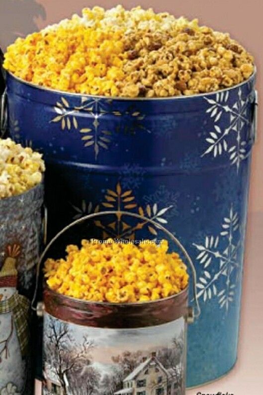 6-1/2 Gallon Designer Popcorn Tin W/ Buttered Popcorn