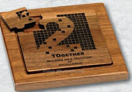 6"x7-1/4"x5/8" 9 Pc. Puzzle W/ Walnut Base