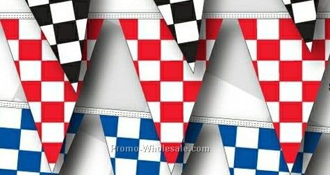 60' 4 Mil Triangle Checkered Race Track Pennant - Red/ White