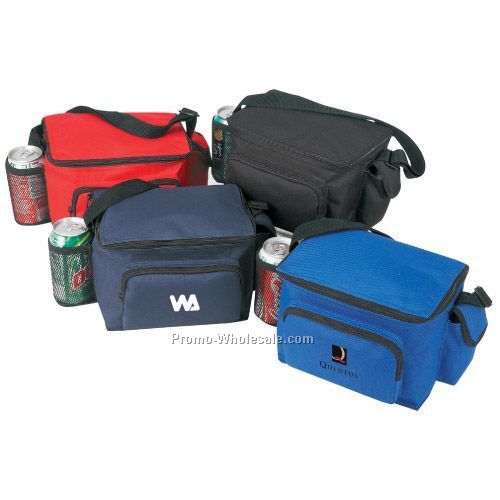 600d Nylon 6 Pack Cooler With Bottle Holder & Pouch