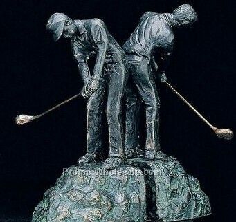 8" Patina Brass Man Golfer Bookend