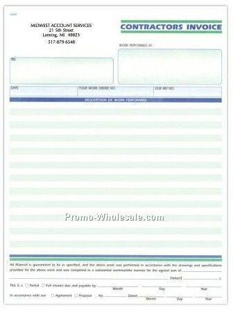 8-1/2"x11" 3 Part Contractor Formatted Snap Set