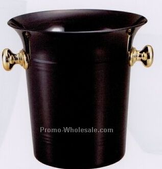 8-3/16"x8-3/16" Black Wine Bucket W/ 2 Gold Handles