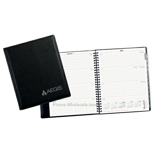 8-3/8"x6-3/4" Horizon Weekly Refillable Wire Planner Black Vinyl