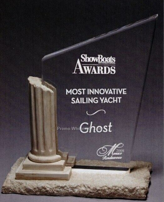 Acrylic Glacial Column Award W/ Polycast Base (Laser Engraved)