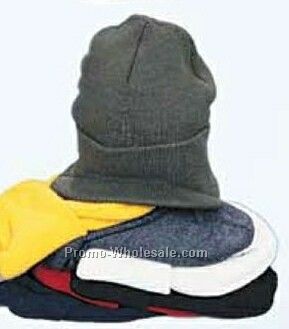 Acrylic Knit Hat W/ Cuff & Visor (One Size Fit Most)