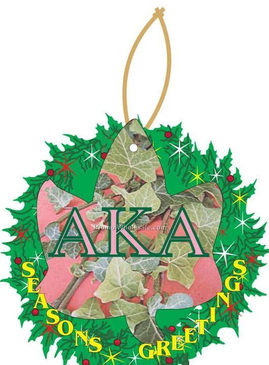 Alpha Kappa Alpha Sorority Ivy Wreath Ornament W/ Mirror Back (12 Sq. In.)