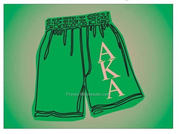 Alpha Kappa Alpha Sorority Shorts Badge W/ Metal Pin (2-1/2"x3-1/2")