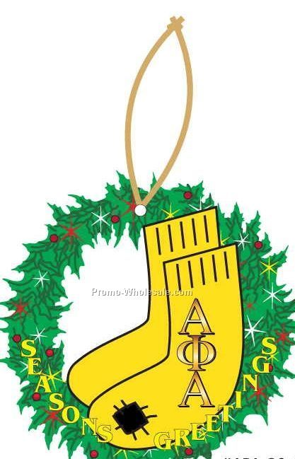 Alpha Phi Alpha Fraternity Socks Wreath Ornament W/ Mirror Back(4 Sq. Inch)