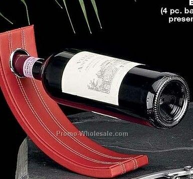 Balancing Wine Stand - Red Leather