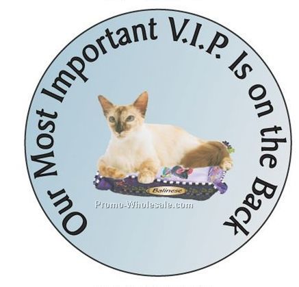 Balinese Cat Round Hand Mirror W/ Full Mirror Back (2-1/2")