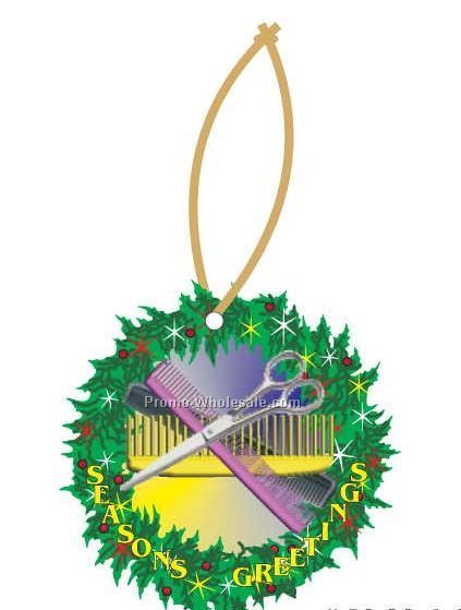 Beautician Combo Executive Line Wreath Ornament W/ Mirror Back (4 Sq. Inch)