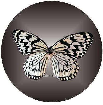 Black & White Butterfly Badge W/ Metal Pin (2-1/2")