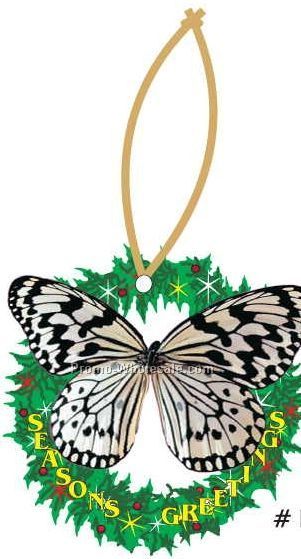 Black & White Butterfly Executive Wreath Ornament W/ Mirror Back(4 Sq. In.)