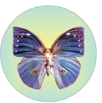 Blue Butterfly Badge W/ Metal Pin (2-1/2")