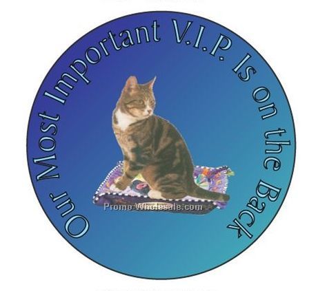 Brown Tabby Cat Round Hand Mirror W/ Full Mirror Back (2-1/2")