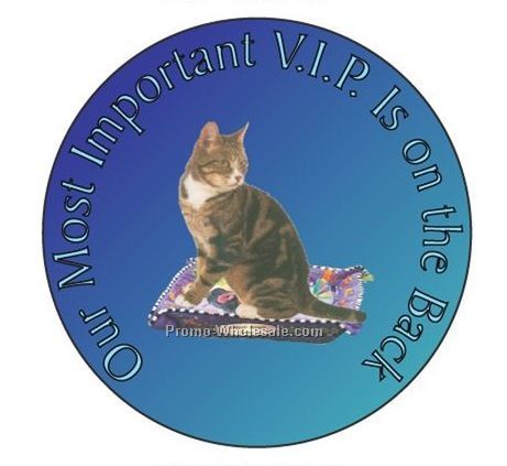 Brown Tabby Cat Round Hand Mirror W/ Full Mirror Back (2-1/2")