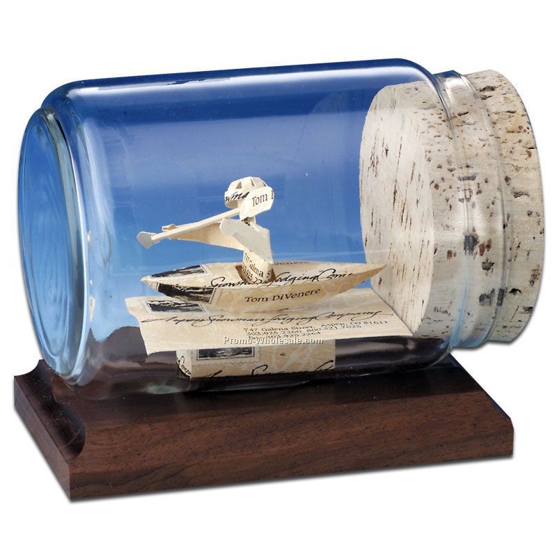 Business Card In A Bottle Sculpture - Kayak