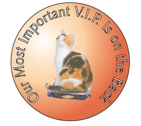 Calico Cat Round Hand Mirror W/ Full Mirror Back (2-1/2")