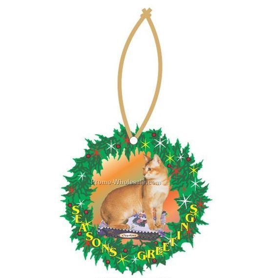 Ceylon Cat Executive Line Wreath Ornament W/ Mirrored Back (6 Square Inch)